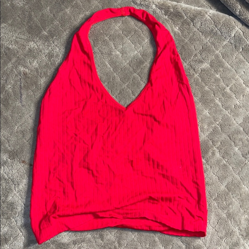 Red halter crop top